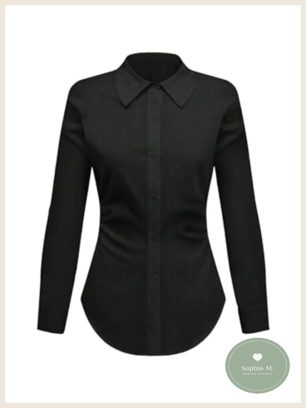 Women's Ruched Button Down Collared Long Sleeve Fitted Blouse